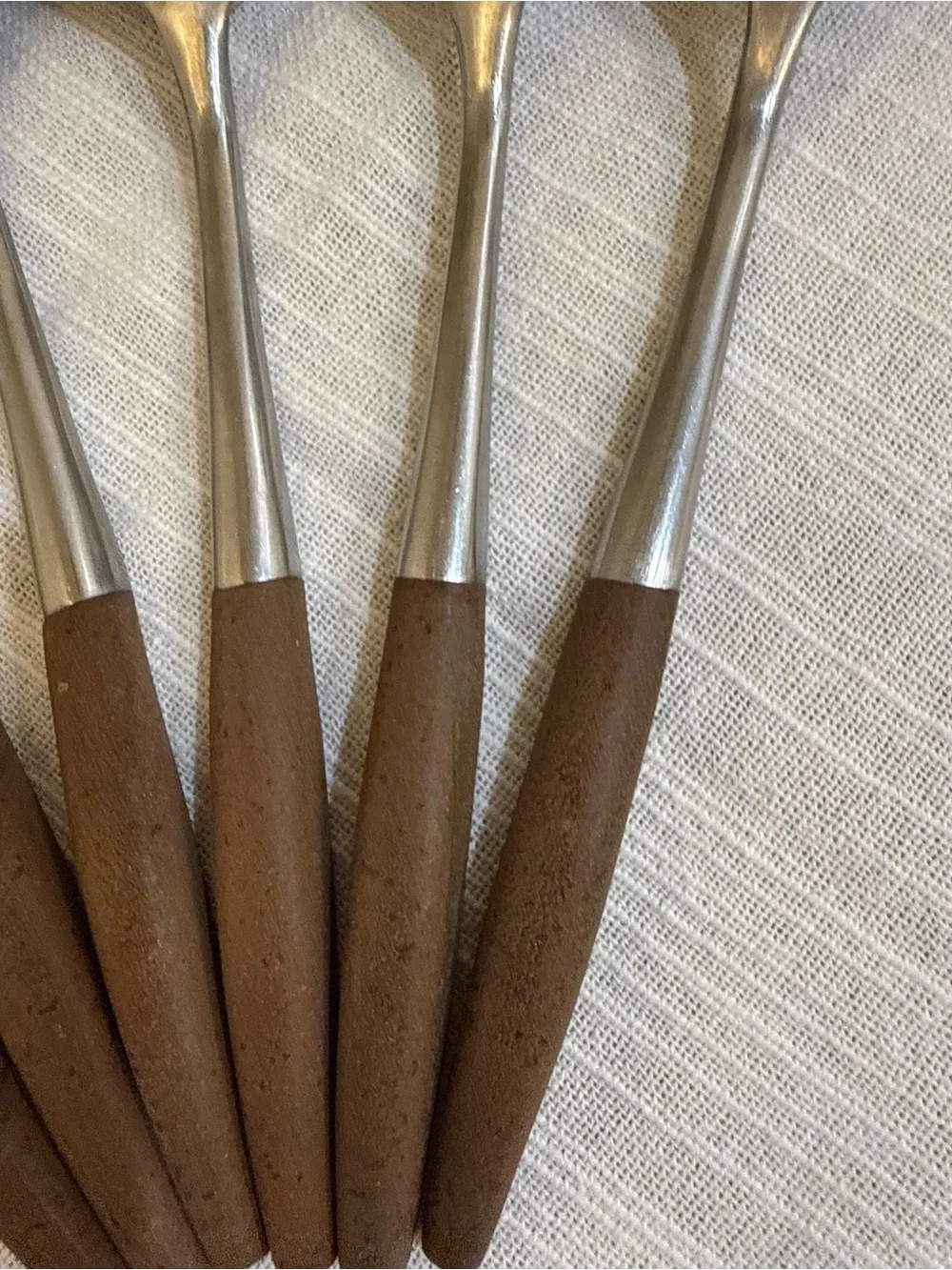 Interpur Japan MCM Stainless INR2 Dinner Spoons Hearts Wood Handles Set of 6